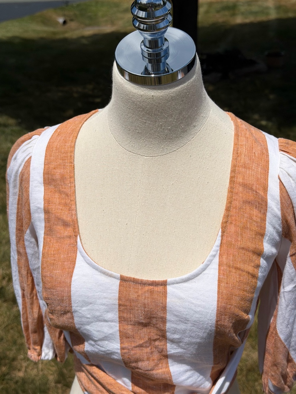 Amanda Uprichard Gloria Euro Summer Linen Blend Tie Front Crop Top Coastal Chic - Picture 5 of 14